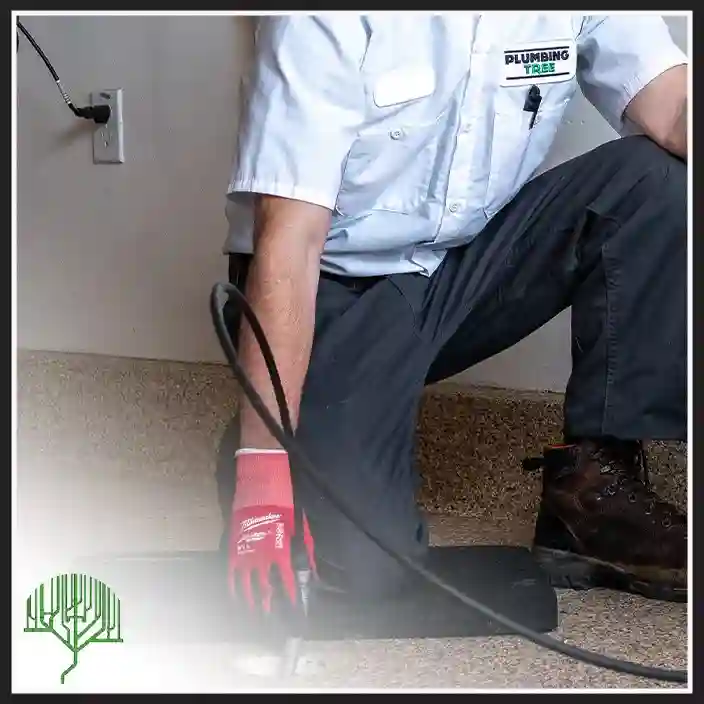 Plumbing Tree plumber in uniform standing in front of a branded green service van in San Diego